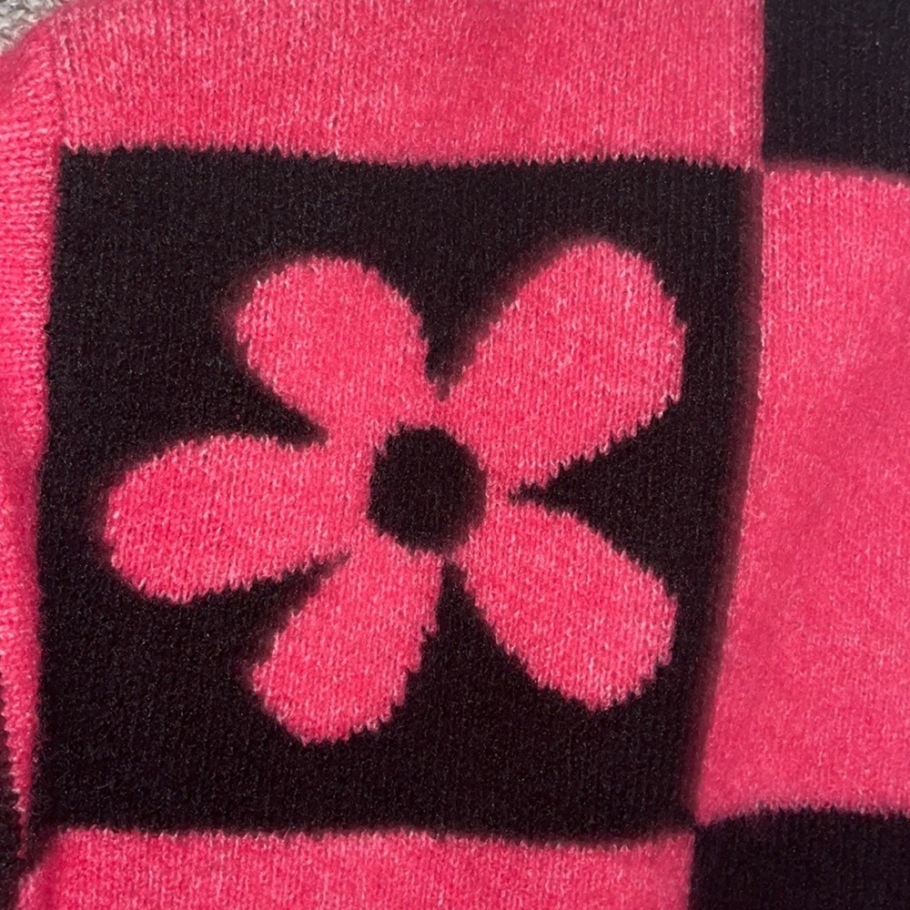 Zara warm Cozy Floral Printed Checkered OverSize Crewneck Sweater - Picture 9 of 12